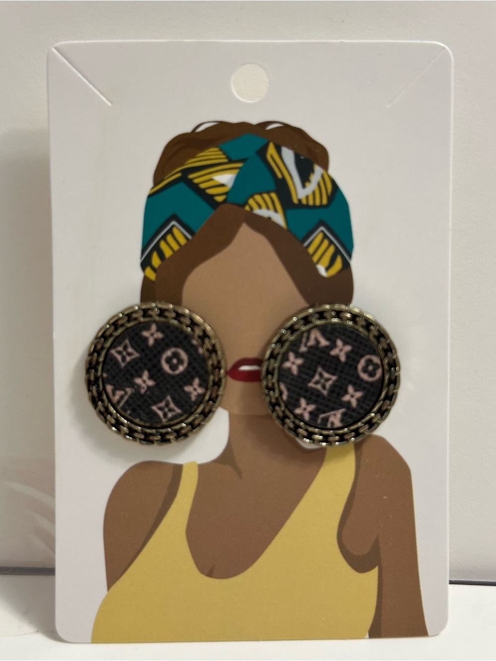 Round Monogram- Black and Pink Statement Earrings